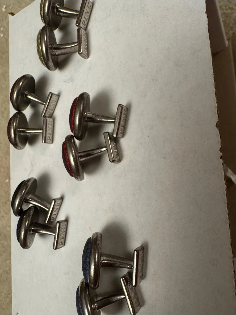 Vintage Lot of 5 Thomas Pink London Enamel Fabric Cufflinks Set